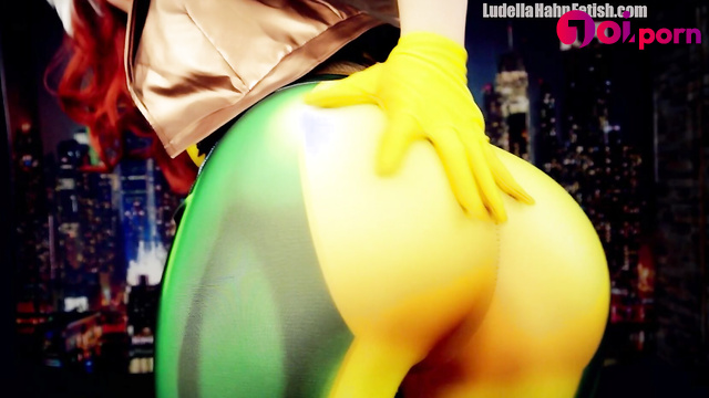 Sexy redhead jerks you off with gloves and kisses - Ludella Hahns Fetish Adventures