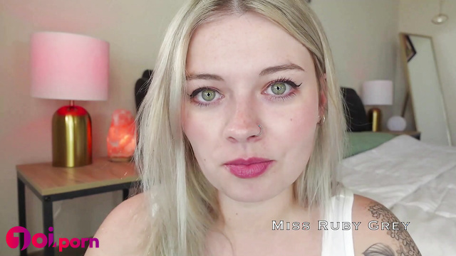 Cute blonde makes you jerk off and eat your own cum - Miss Ruby Grey