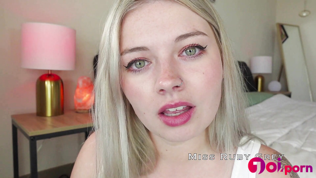 Cute blonde makes you jerk off and eat your own cum - Miss Ruby Grey