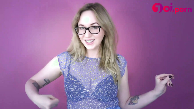 Sexy blonde in glasses makes you jerk off to her - Candy Glitter