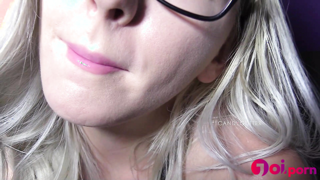 Blonde wants you yo cum on her juicy lips, ASMR - Candy Glitter