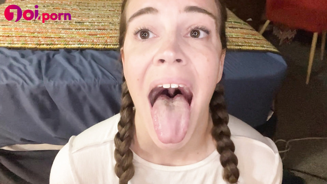 Your stepdaughter takes all your cum in her mouth and swallows it - maggierosexo