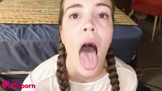 Your stepdaughter takes all your cum in her mouth and swallows it - maggierosexo