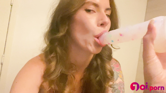 Stupid slut licking a big rubber dick - MissIvyDoll