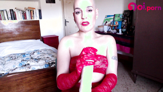 Please babe, cum on her red lace gloves - Emprexkala