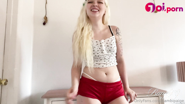 Sweet blonde teases and makes you horny - Bambi Paige